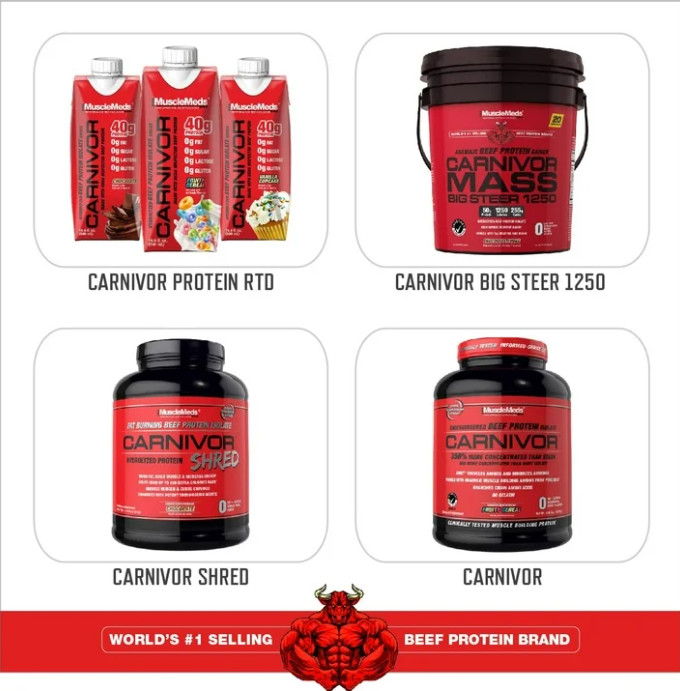 MuscleMeds Carnivor Mass Gainer, Strawberry, 6 lb, 50g Protein
