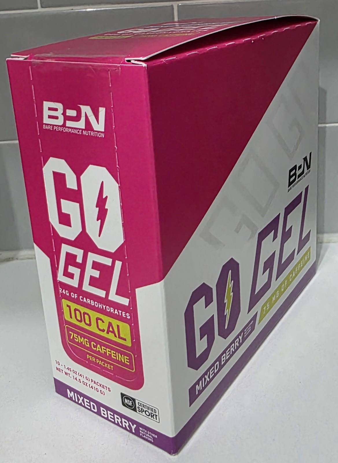BPN Go Gel Endurance Caffeinated Mixed Berry 10 Packs 24g Carbs 100 Calories