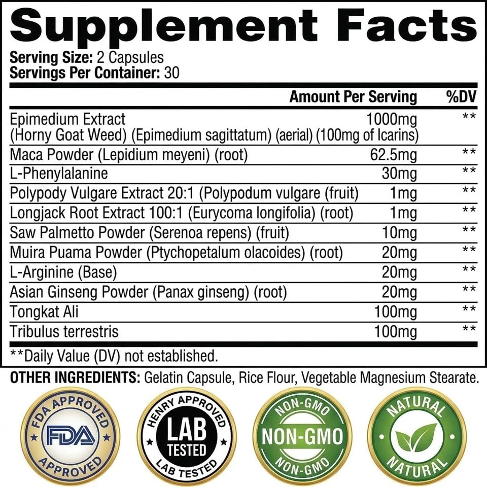 Testosterone Booster for Men Primal Viking (3Rd Party Tested) Maca, Horny Goat W