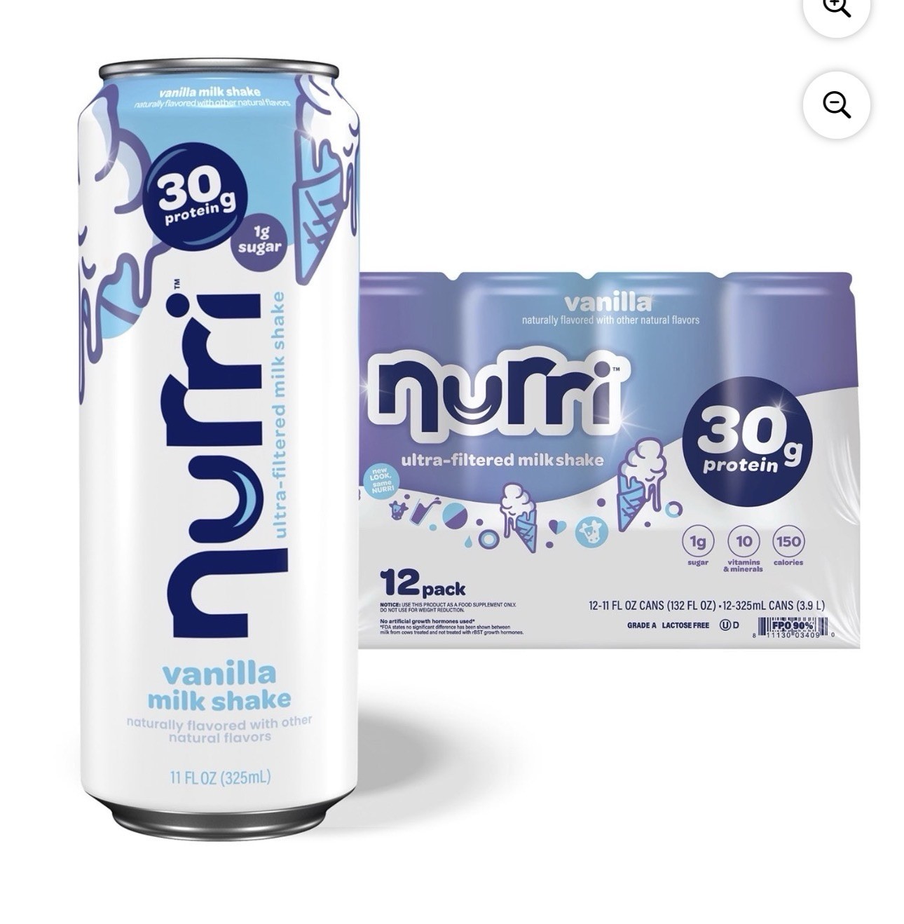 nurri Ultra-Filtered Vanilla Milk Shake 30g Protein Lactose-Free 12pk 11oz