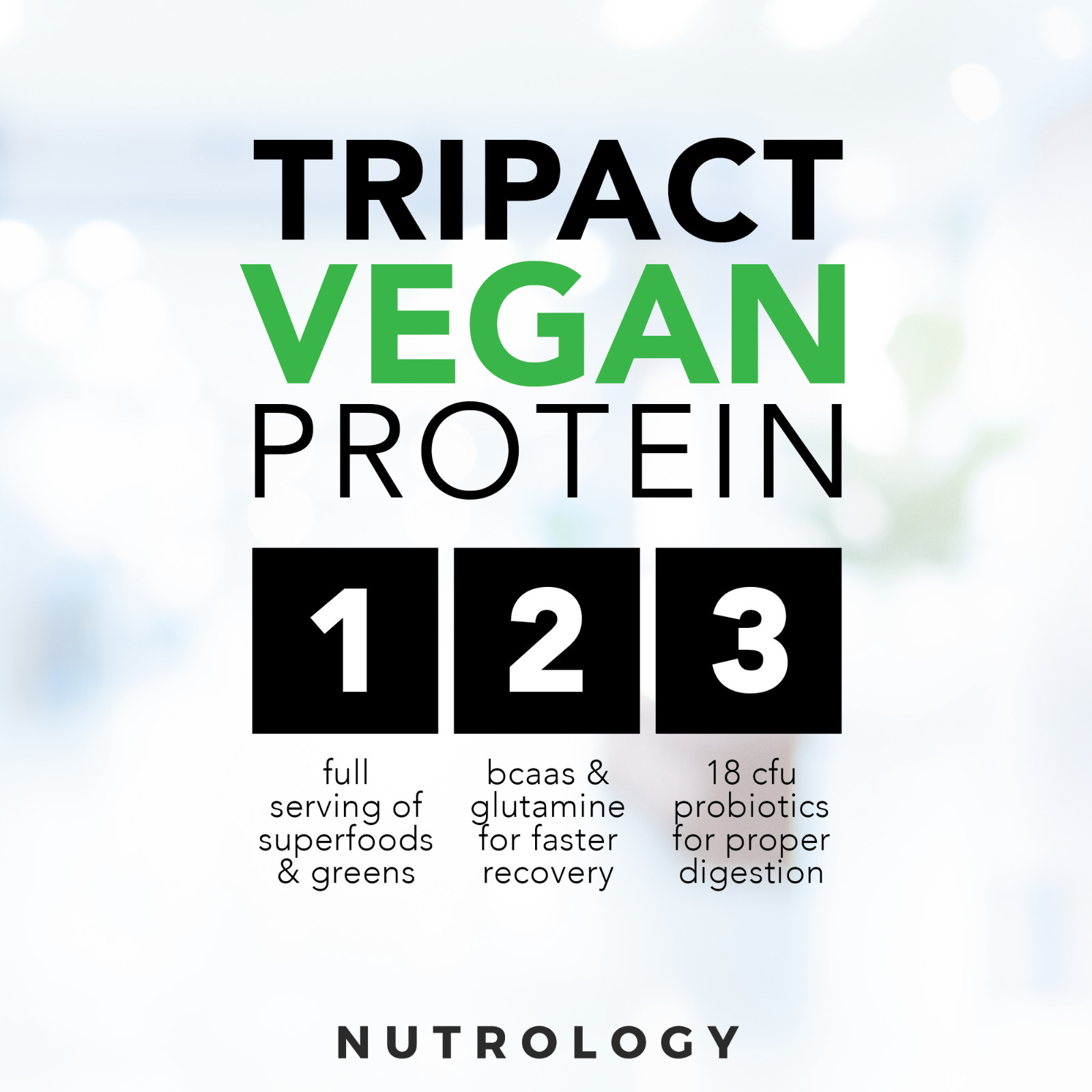 Tripact Vegan Protein–Non-GMO–Organic Plant Proteins–Peanut Butter Vanilla
