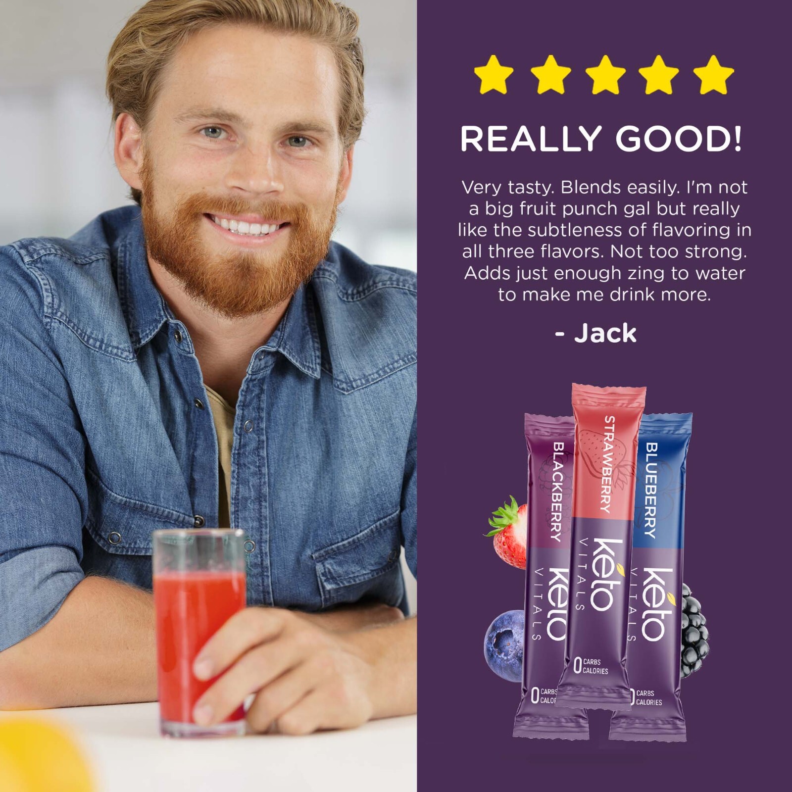Keto Vitals Berry Antioxidant Electrolyte Powder Stick Packs – 30 CT