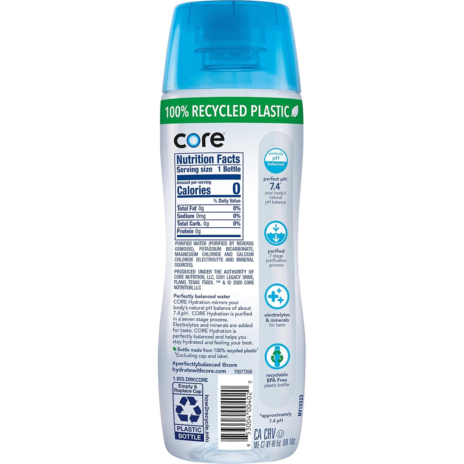 CORE Hydration Perfect 7.4 Ph Nutrient Enhanced Water, 20 Ounce (Pack of 24)