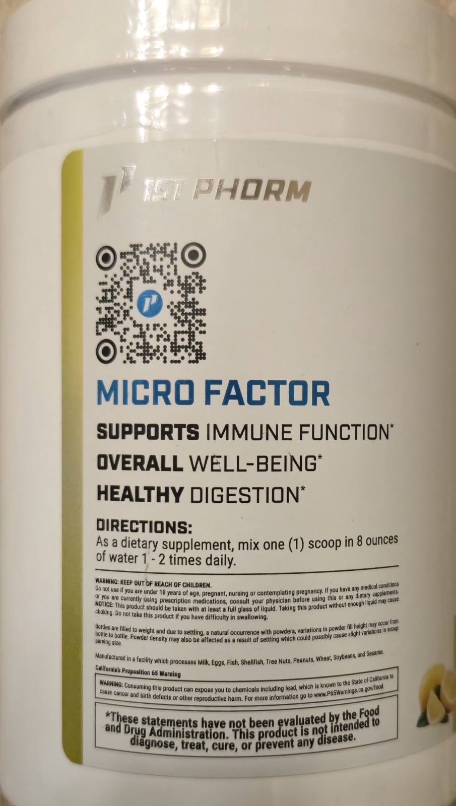 1ST Phorm MICRO FACTOR Daily Nutrition 10 oz ( 30 Serv ) Lemonade BEST BY 11/26