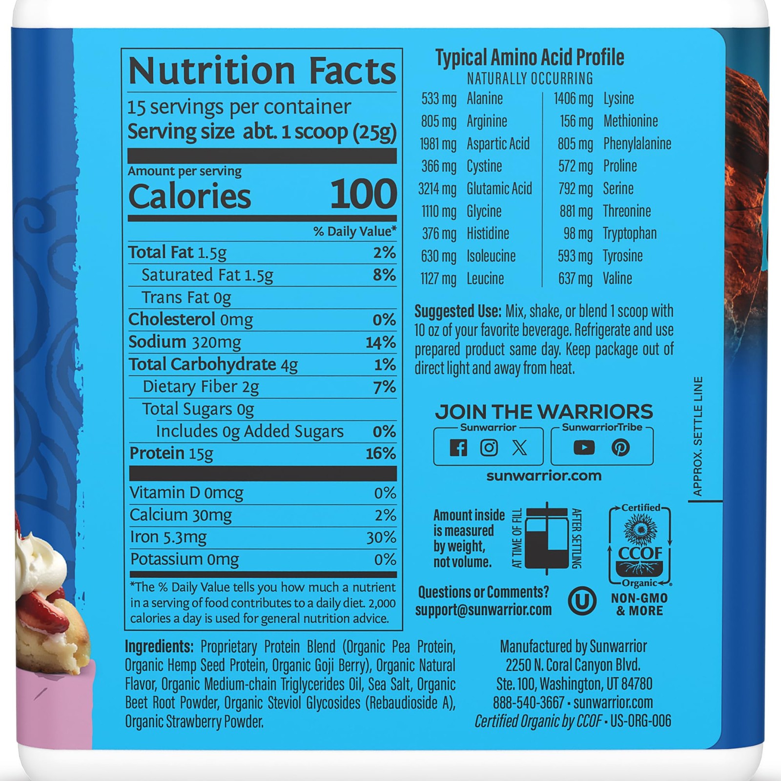 Warrior Blend, Plant Based, Vegan Protein Powder with Peas & Hemp, Berry, 13…