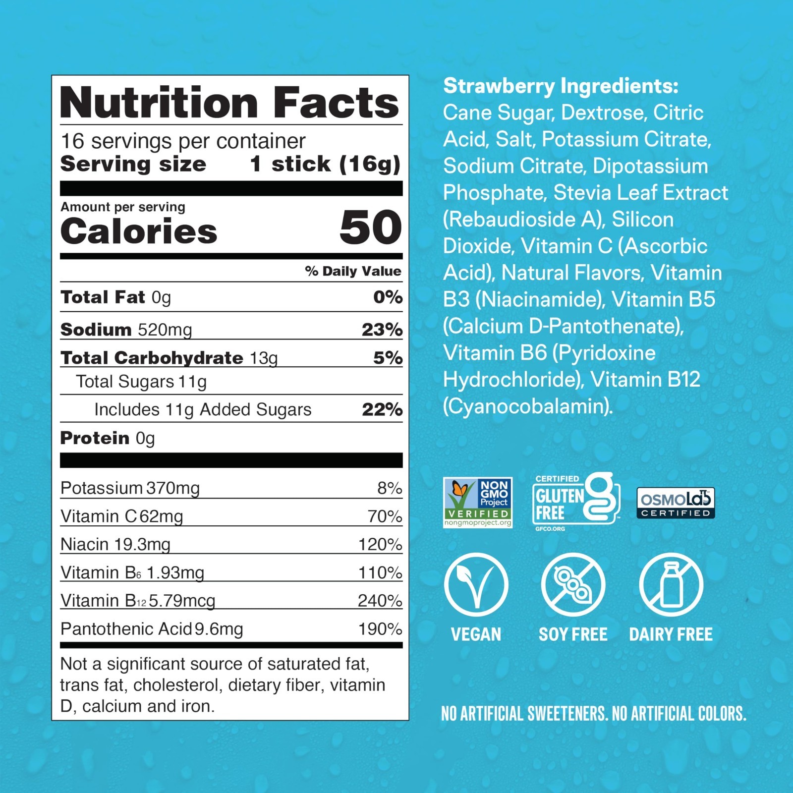 Electrolyte Hydration Powder, Strawberry Flavor, 48 Pack – Instant Energy Boost