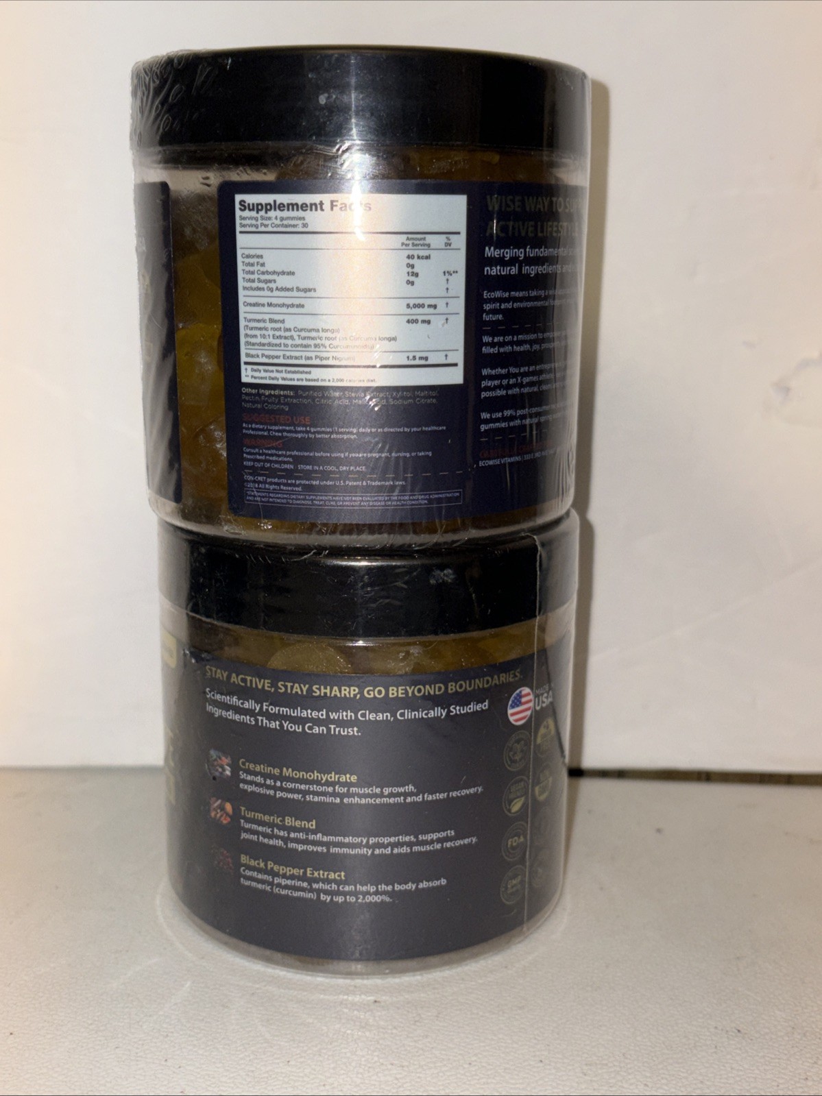 ECOWISE Creatine Gummies Muscle Stamina 120ct Two Lot Exp3/2027 Mango 5000mg