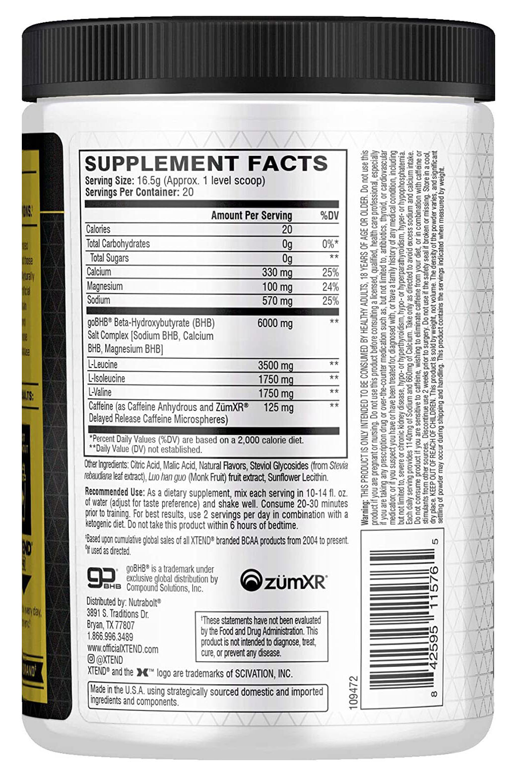 Scivation Xtend KETO Energy | 20 Servings | 7g BCAA 0g Sugar | (ANY FLAVOR)