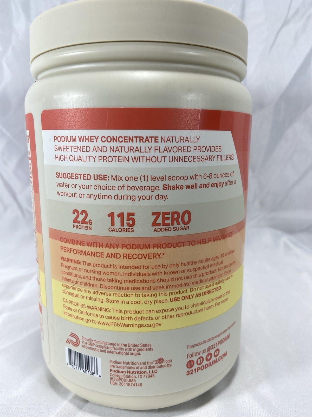 Podium Nutrition Whey Protein – Vanilla Ice Cream – 16.72oz EXP DATE: 01/2026