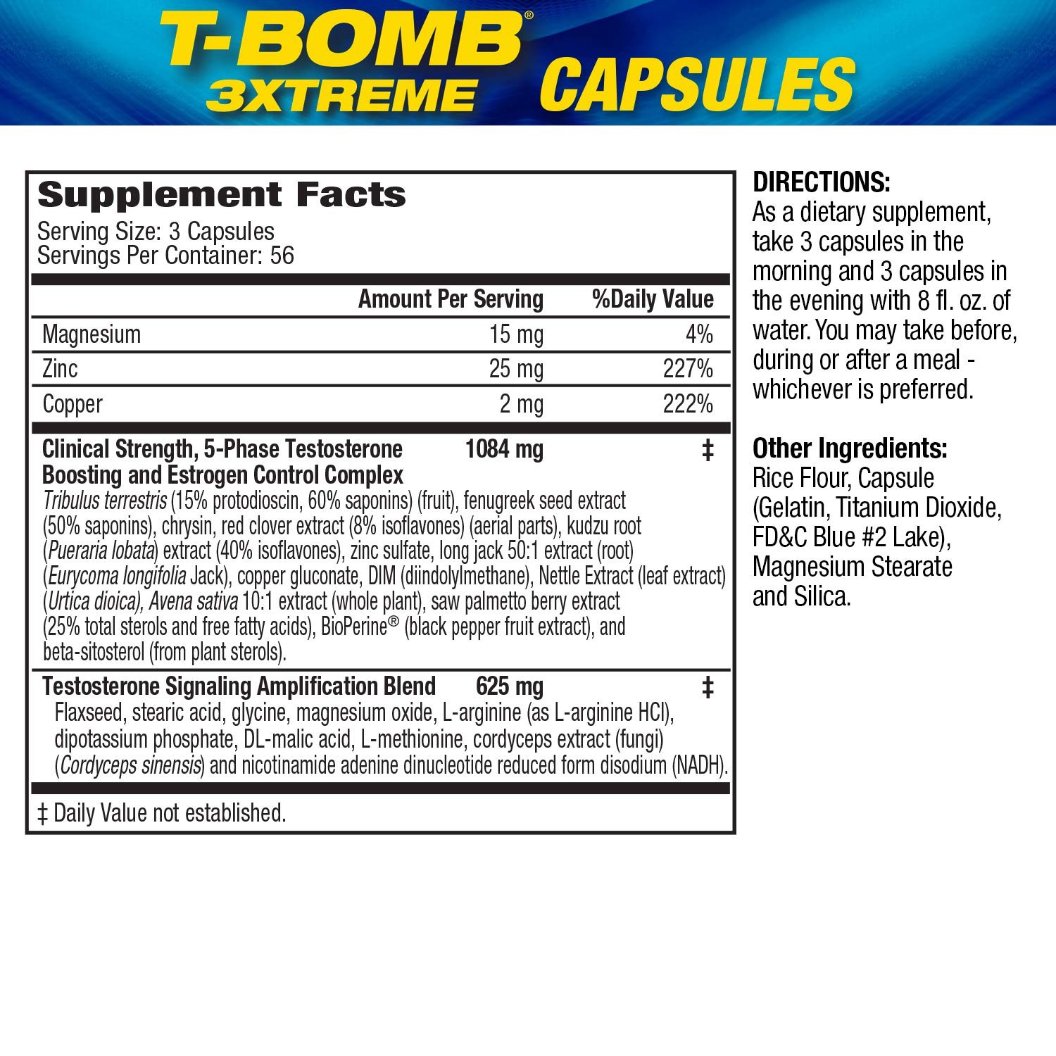 Testosterone Booster 168 Count T Bomb 3xtreme Clinically Tested Men MHP