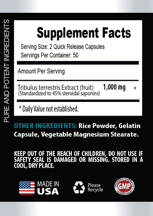 muscle building – TRIBULUS TERRESTRIS 1000mg – pre workout – 200 Capsules 2 Bot