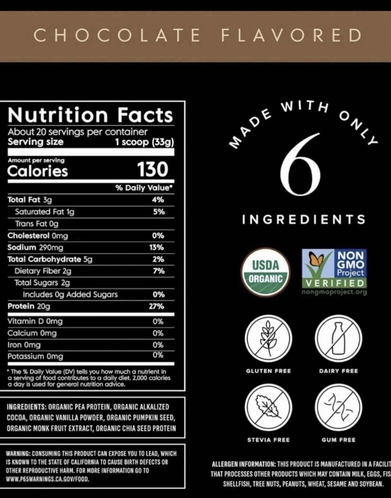 Truvani Plant Based ORGANIC Pea Protein- XL BAG 1.48LBS Chocolate EXP 02/2027