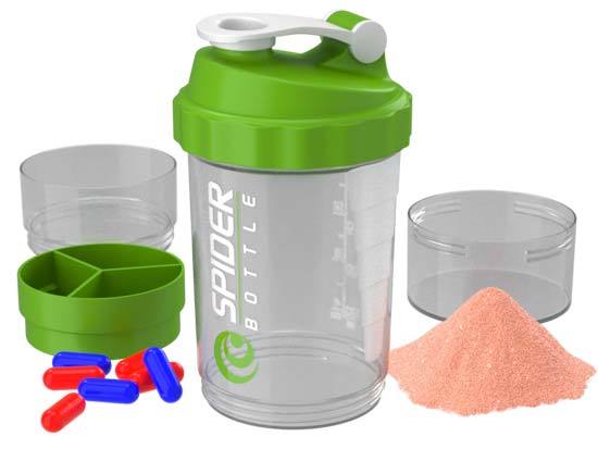 Spider bottle,protein shaker cup 3 in 1 (3 Layers) Sports water bottle 16 fl oz