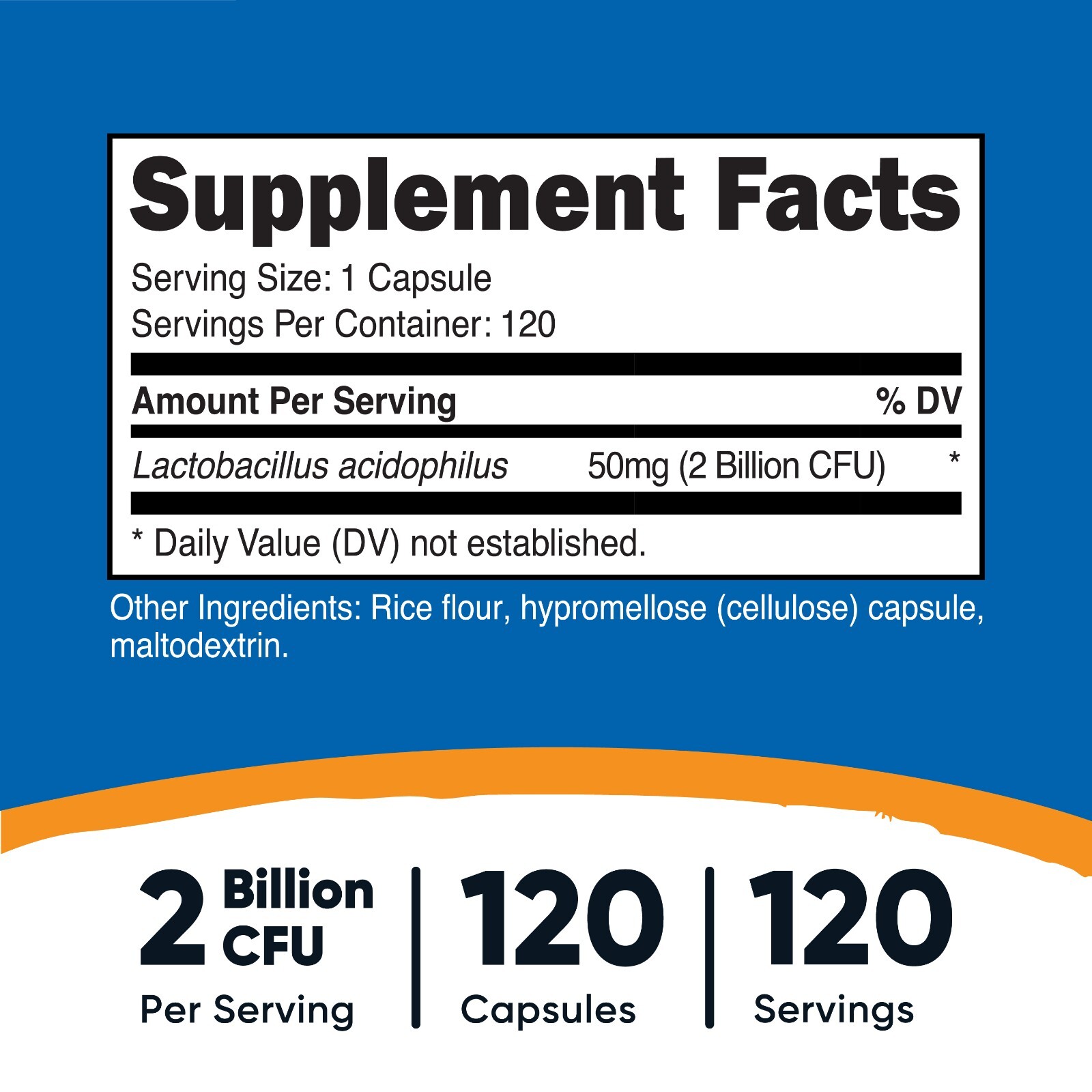 Nutricost Lactobacillus Acidophilus 2 Billion CFU, 120 Vegetarian Capsules