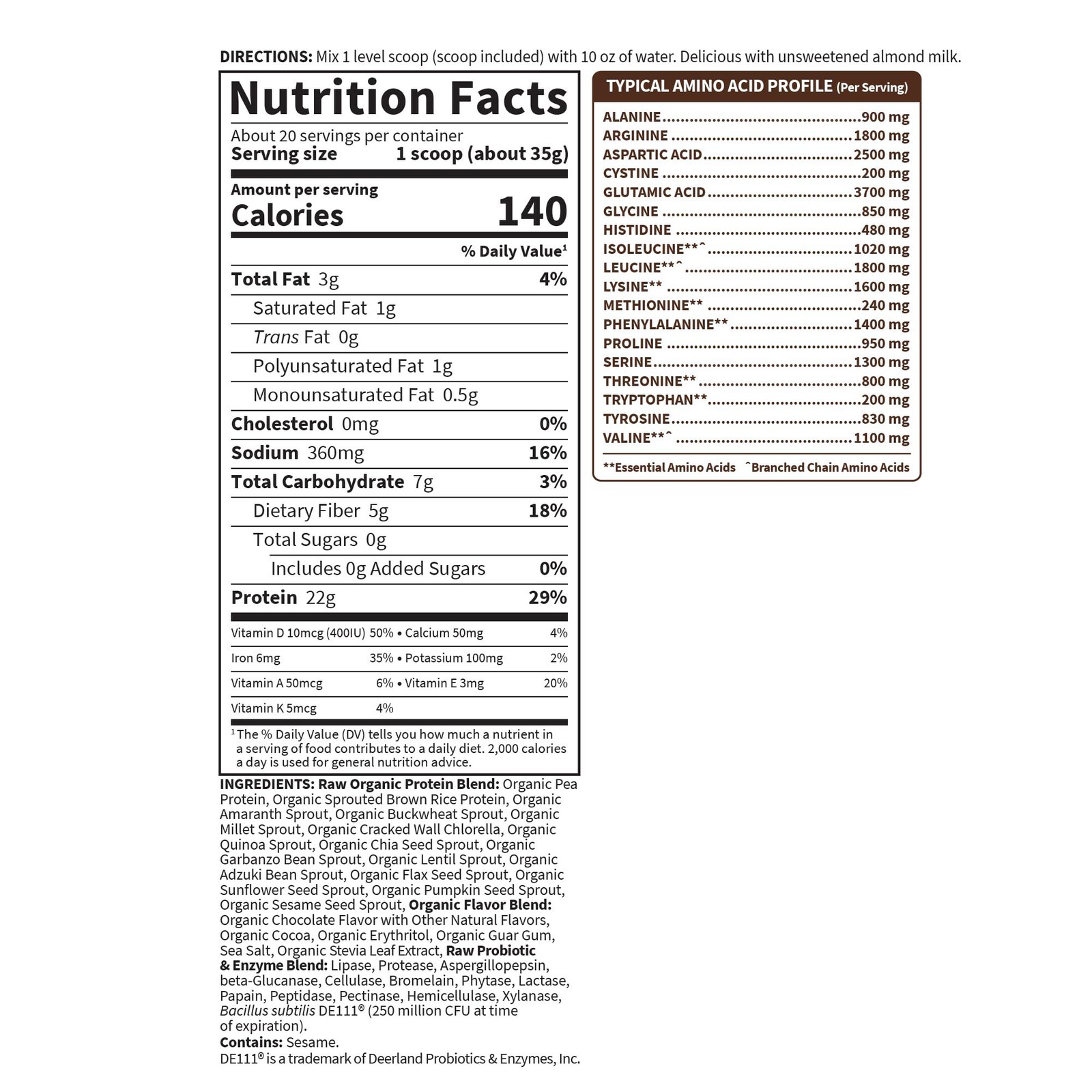 8/26 Garden of Life Protein Powder, Vegan Protein Powder, BCAA, Probiotics & Dig