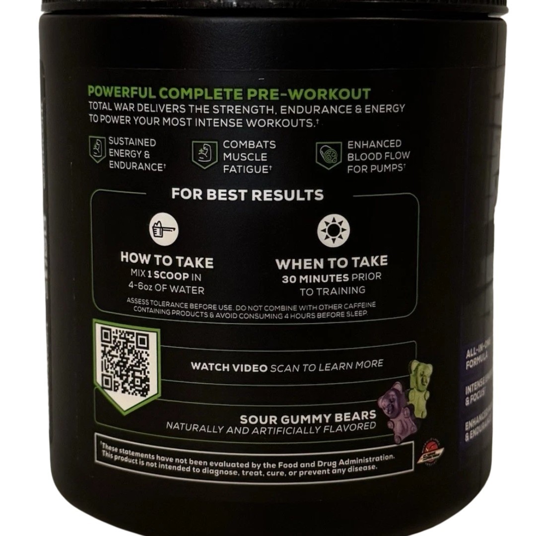 REDCON1 Total War Pre-Workout Sour Gummy Bears Powder 10.51 oz Lot of 2 10/27