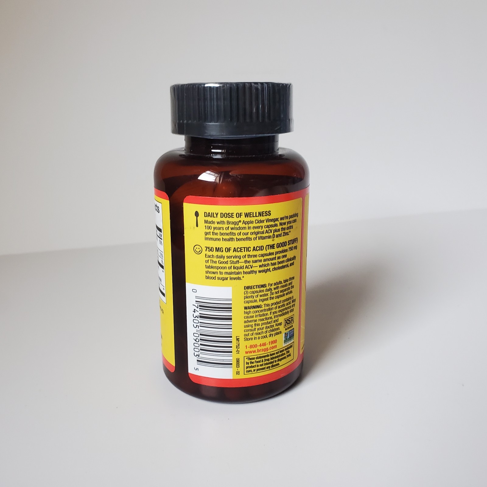 1 Bottle Apple Cider Vinegar Capsules with Vitamin D & Zinc 90 Capsules BB 11/26