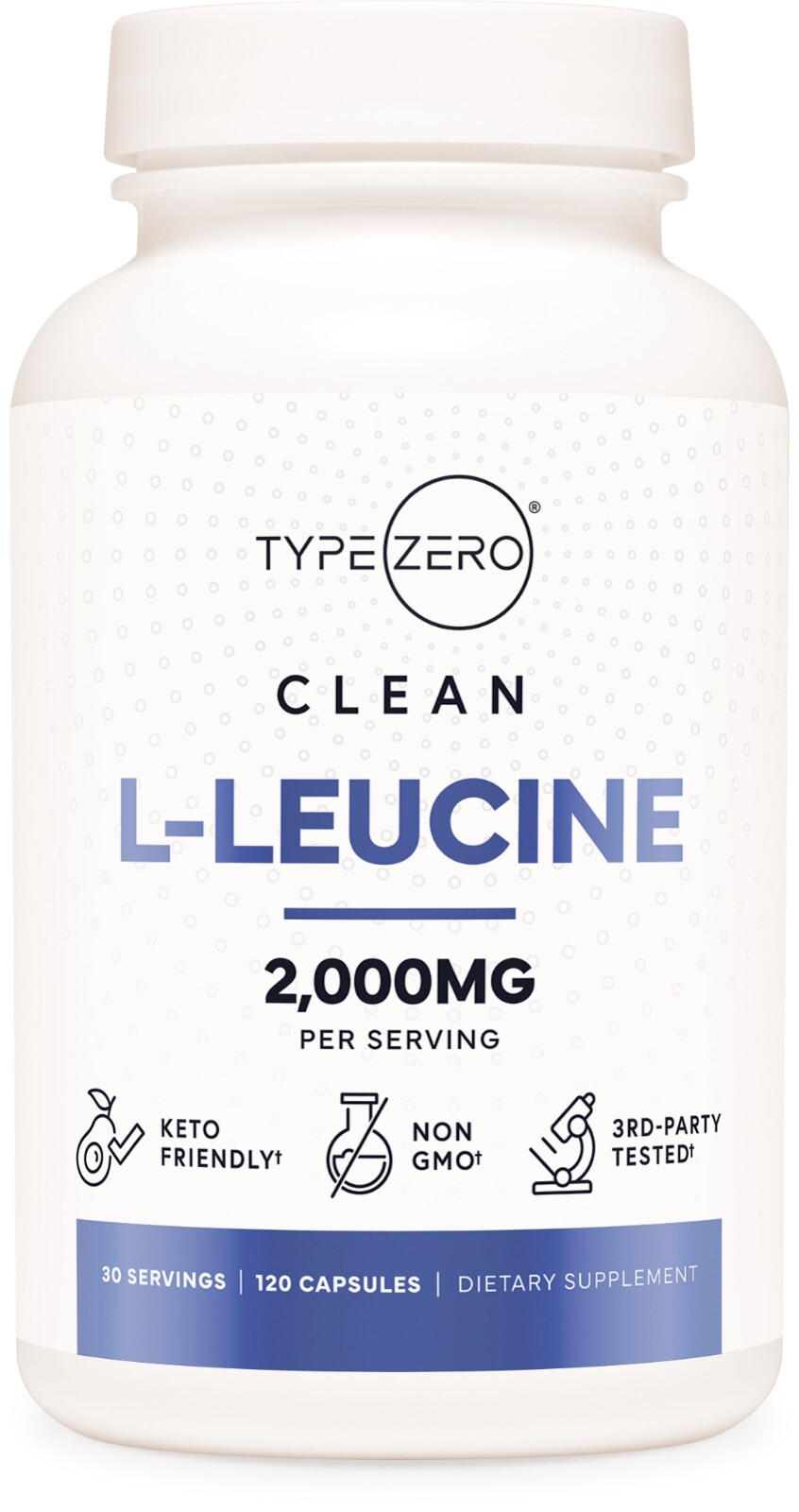 TypeZero L-Leucine Capsules (2000mg per serving) 120 capsules – 30 Servings