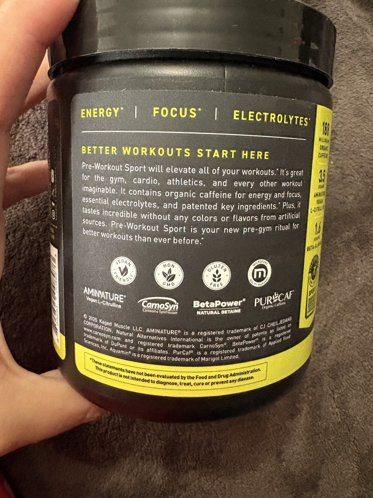 Kaged Pre-Workout Sport Powder Mango Lime 20 Servings 260g Vegan Non-GMO