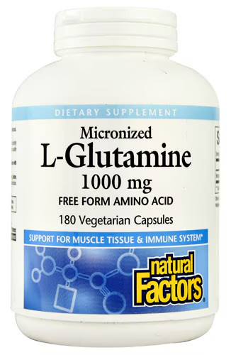 Natural Factors Micronized L-Glutamine 1000 mg, 180 Vegetarian Capsules