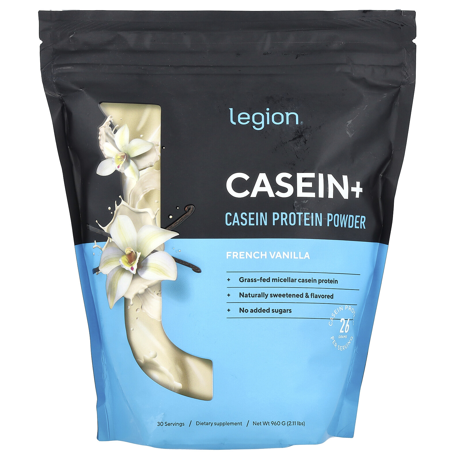 Casein+, Casein Protein Powder, French Vanilla, 2.11 lbs (960 g)