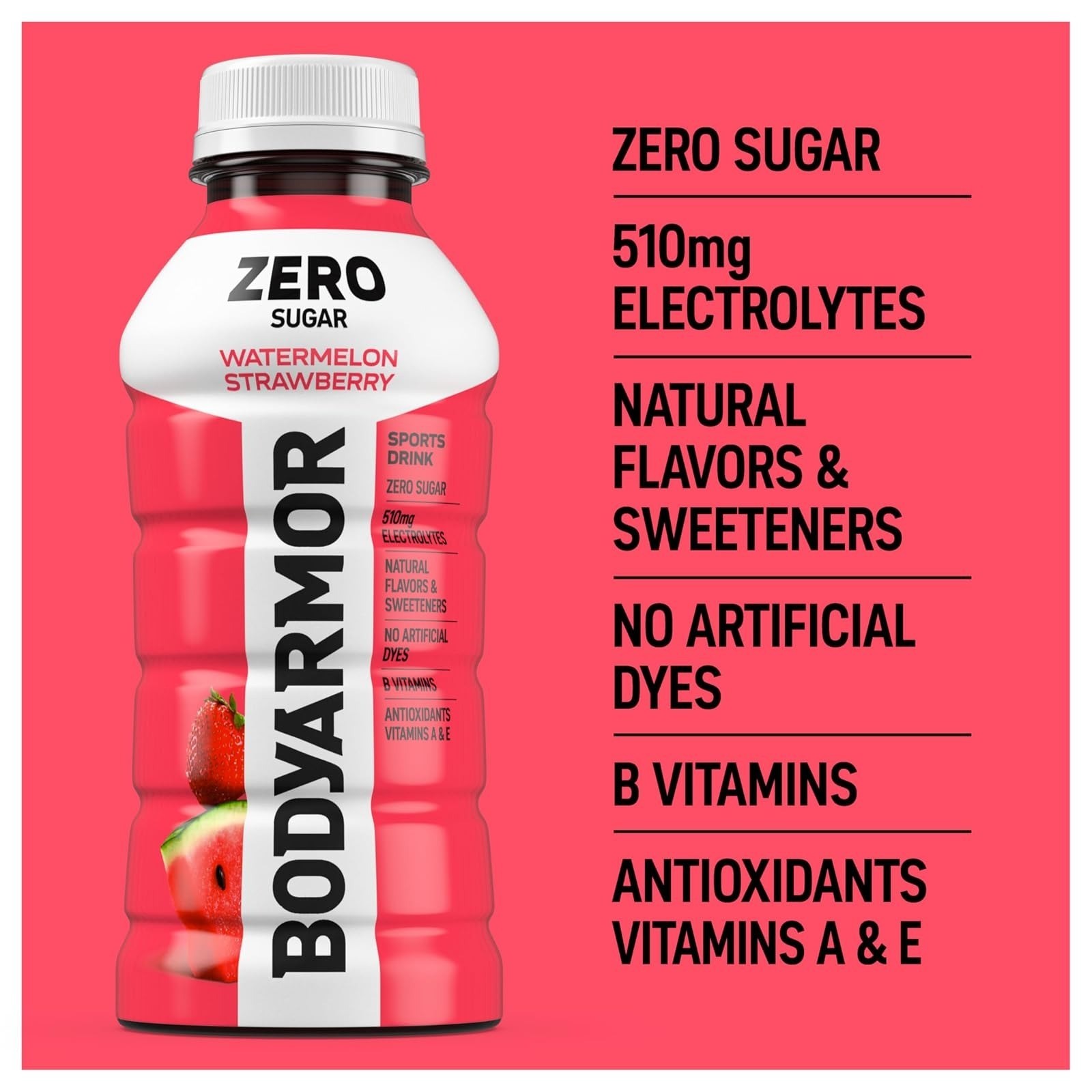 BODYARMOR Zero Sugar Watermelon Strawberry Electrolyte Drink 12 Fl Oz 8 Pack