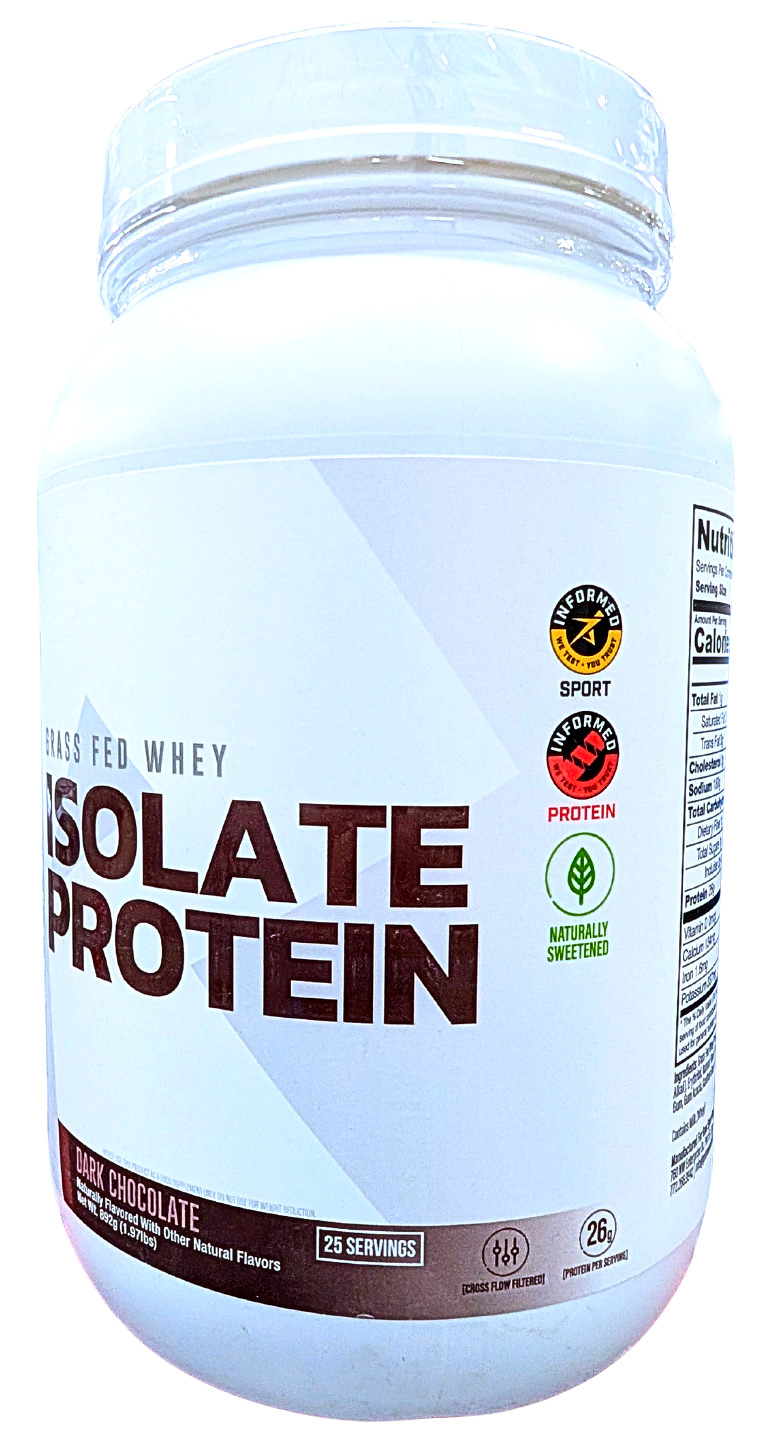 RAW 25g Grass Fed Whey Isolate Protein Powder Dark Chocolate 1.97 lbs. EXP 10/26