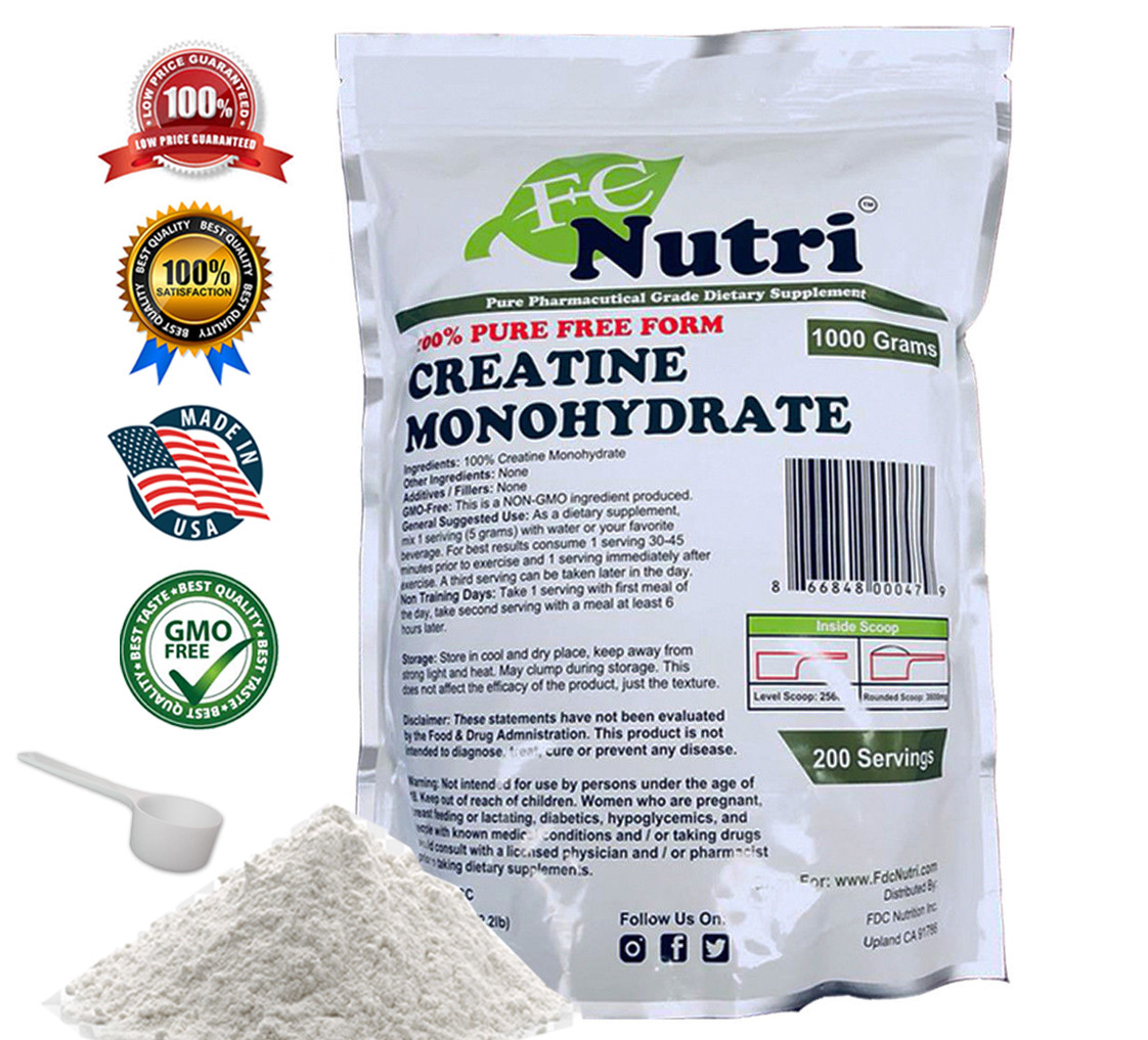 New Creatine Monohydrate 100% Pure Powder 1000g (2.2 lb) Micronized