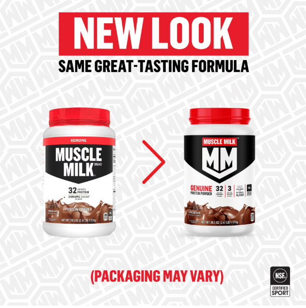 Muscle Milk Genuine Protein Powder, Vanilla, 32g Protein, 1.9lb, 30.9oz