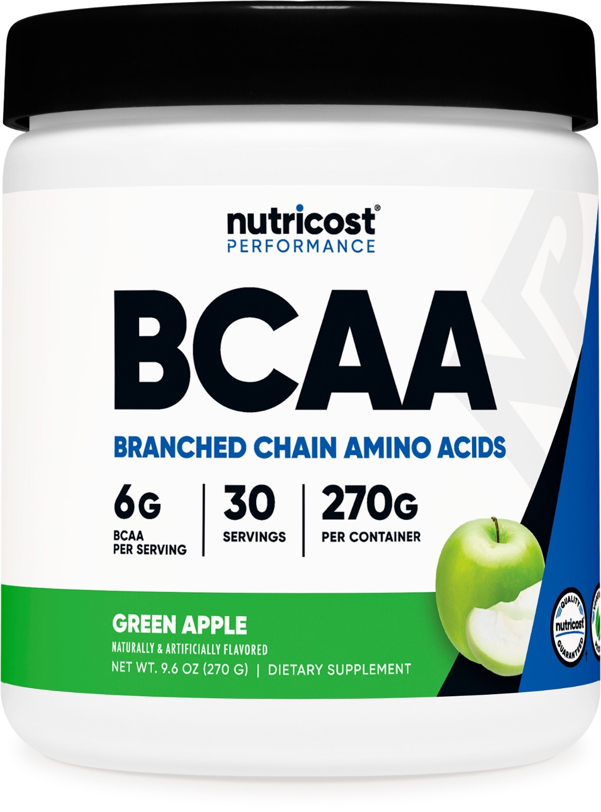 Nutricost BCAA 2:1:1 Powder (Green Apple) 30 Servings – 6G Per Serving