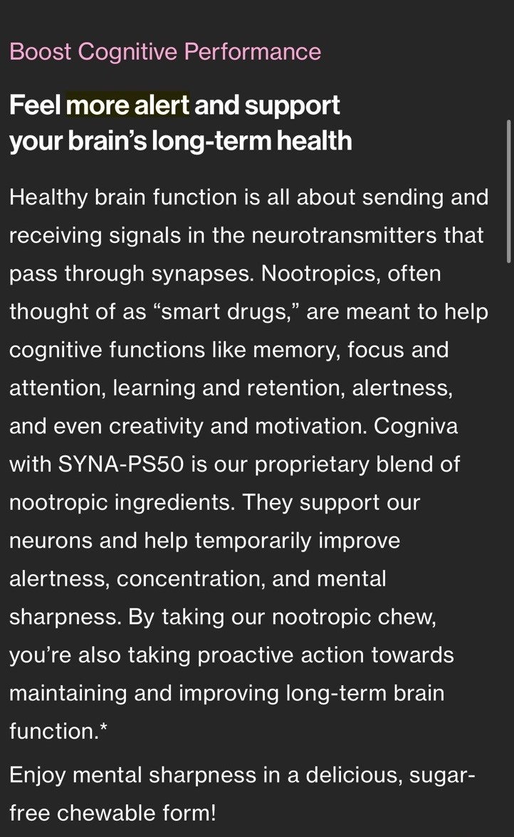 Immunotec Cogniva Brain Health Sugar Free