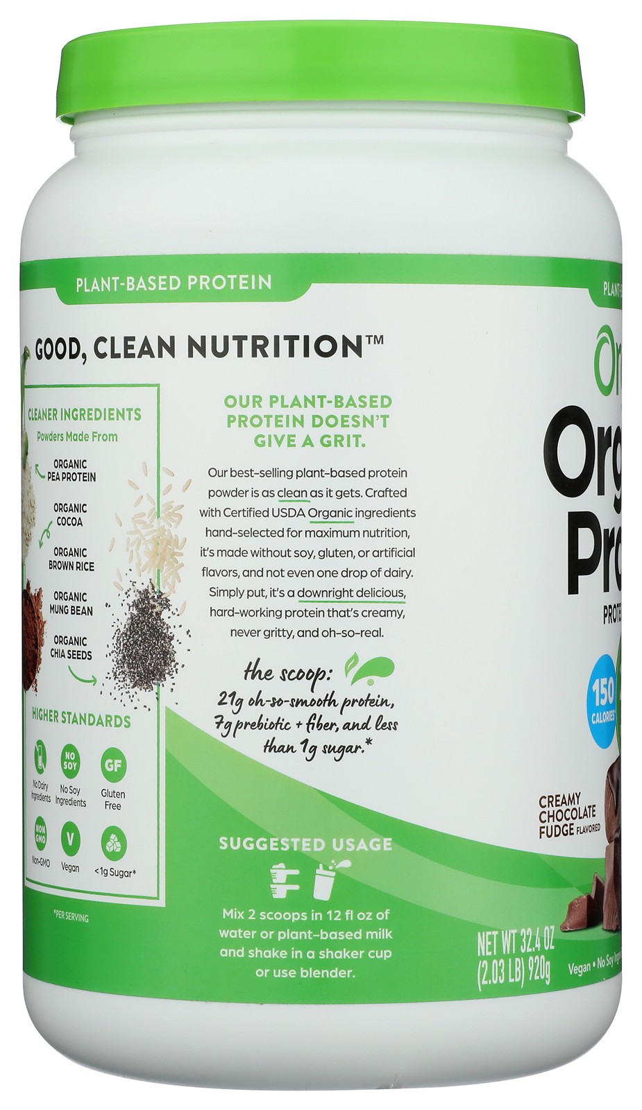 Orgain Plant Protein Powder Organic Creamy Chocolate Fudge Flavor 2.03 Lb 1 Pack