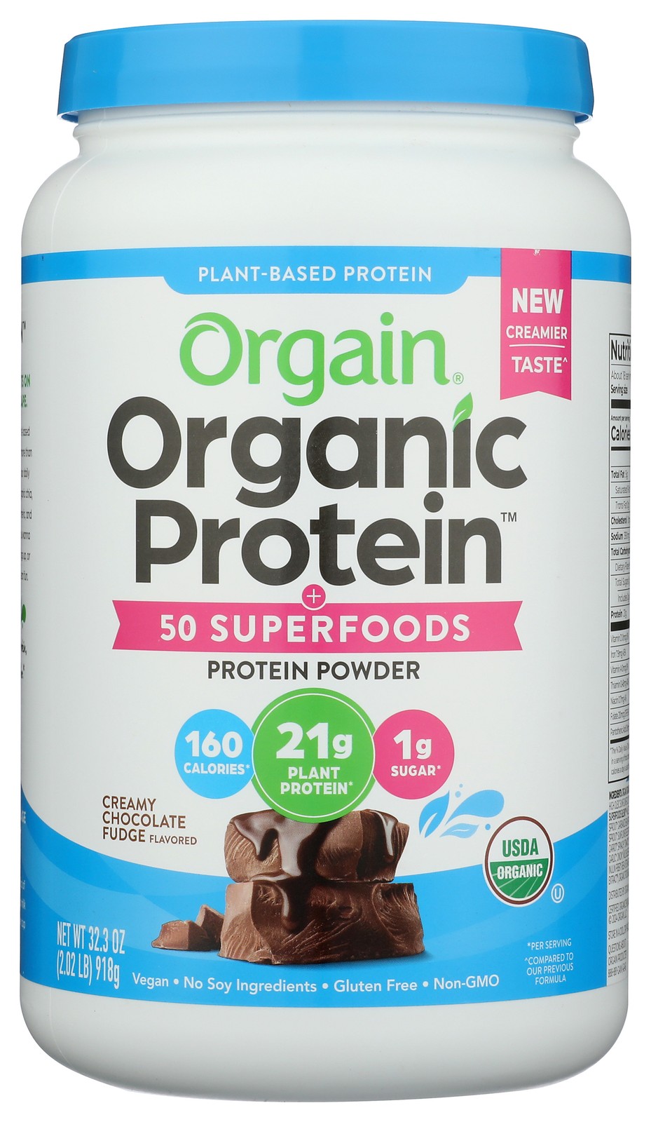 Orgain Creamy Chocolate Fudge Organic Plant Protein Powder 2.02 Lb 1 Pack