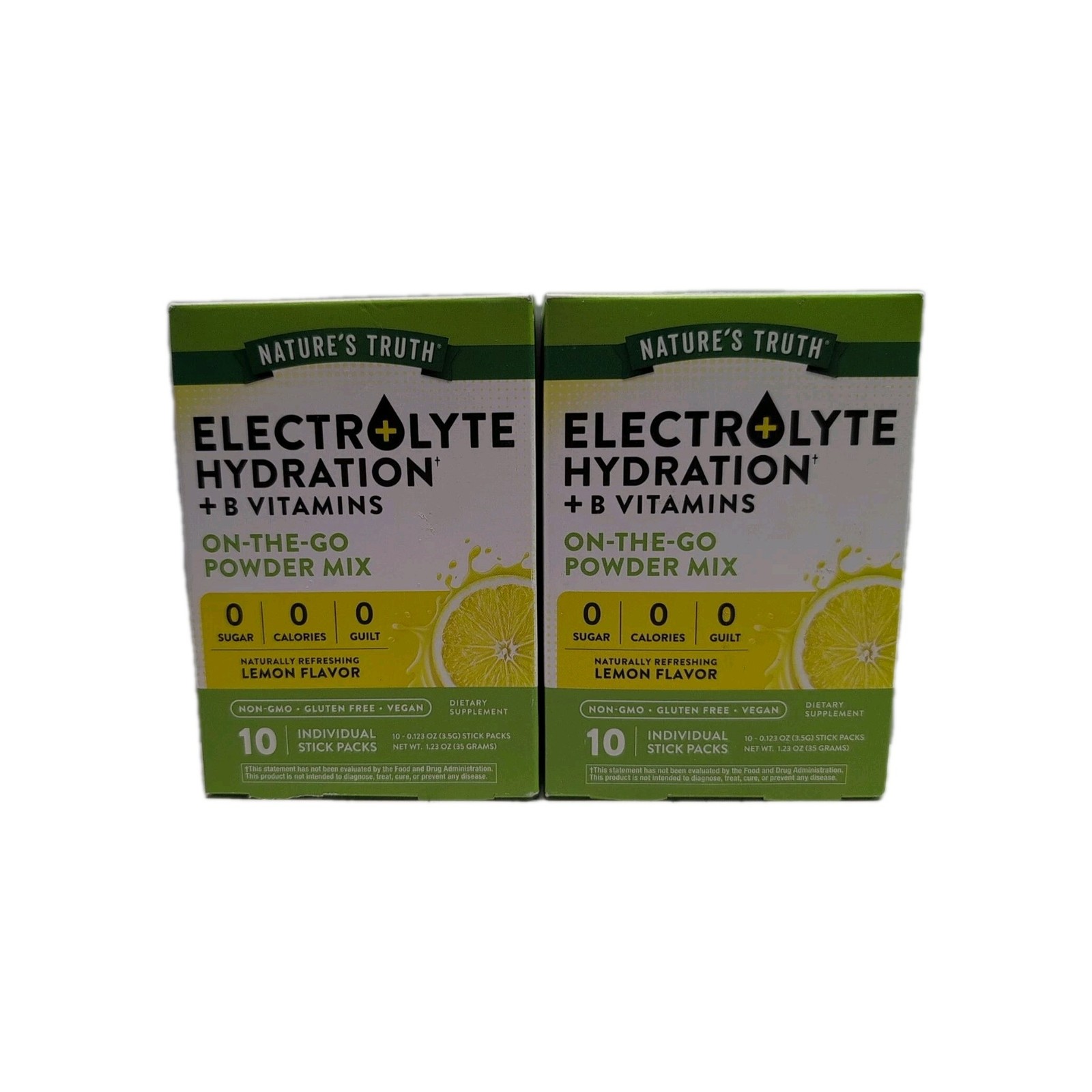 (2) Nature’s Truth Electrolyte Hydration Lemon 10 Stick Packs Each. Exp 02/2027