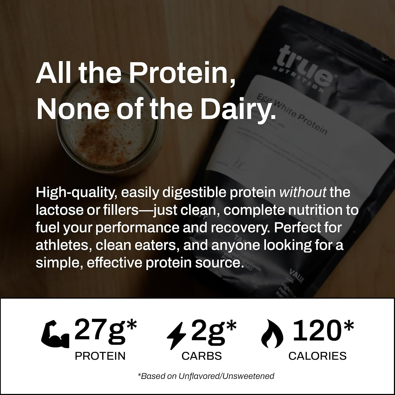 Egg White Protein Powder, Unflavored, 1 Lb | 24G Dairy Free Lactose Free Egg Pro