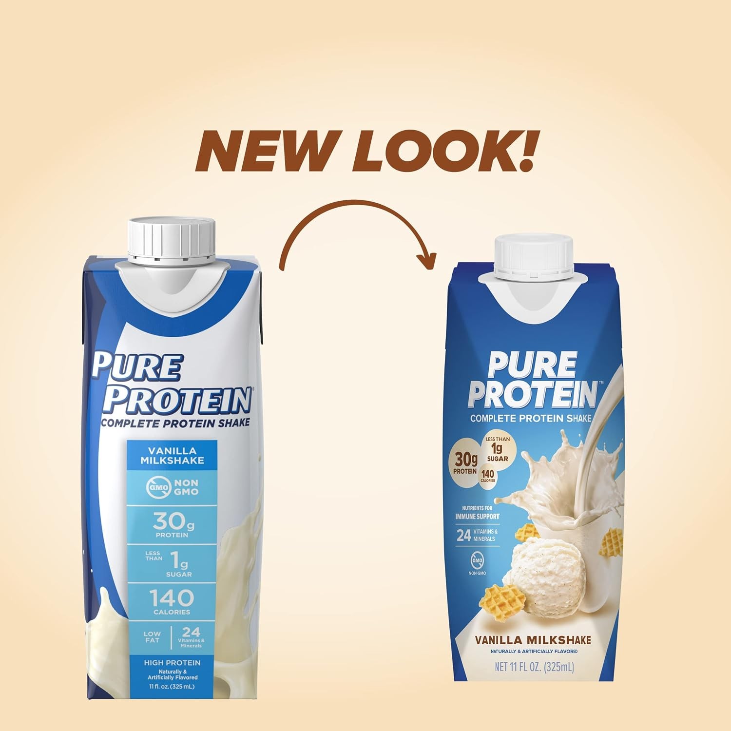 Pure Protein Vanilla Protein Shake 30g Complete Protein Vitamins A, C, D 12 Pack