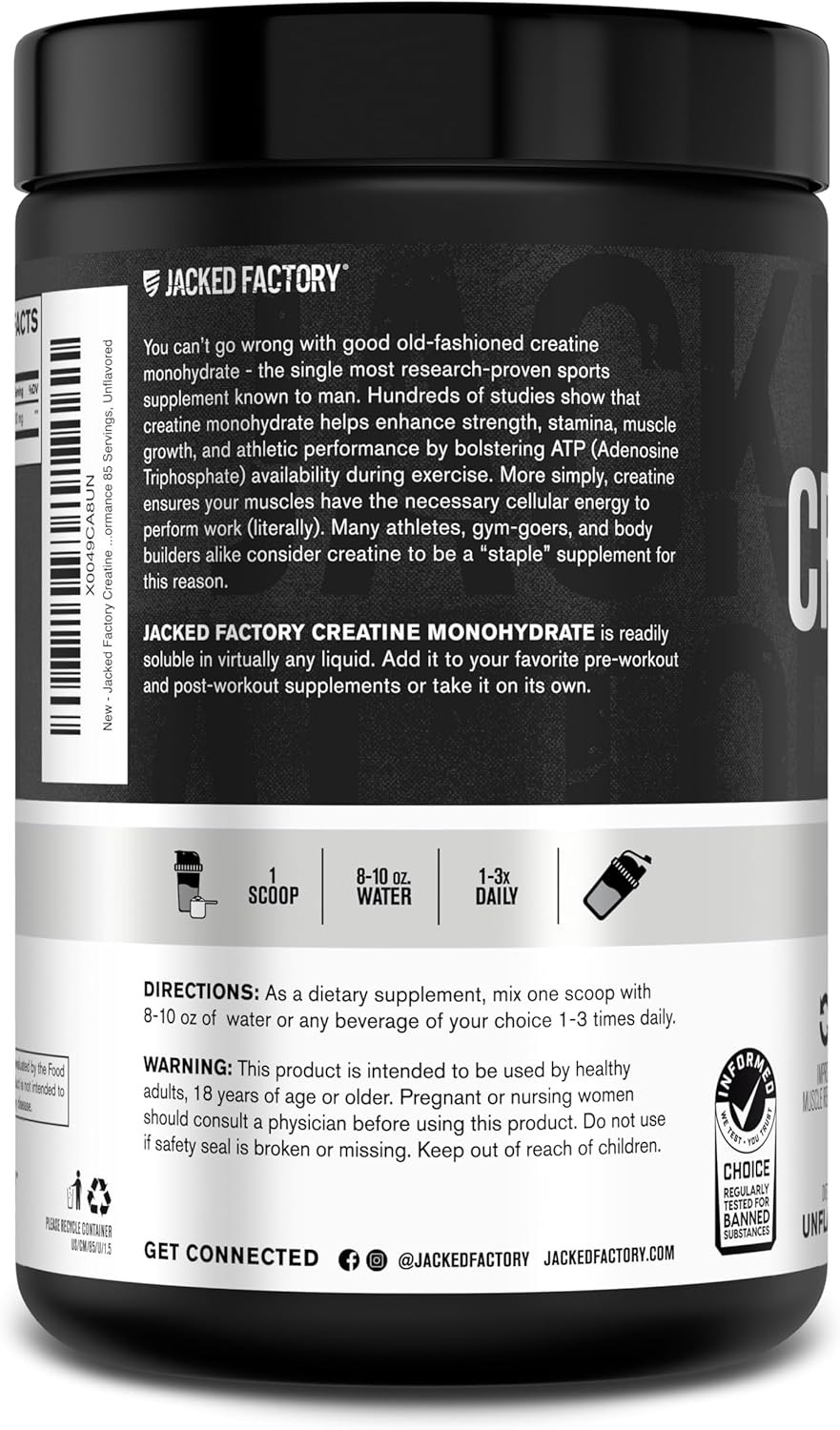 Jacked Factory Creatine Monohydrate Powder 425g – 5g Daily Creatine Supplement f