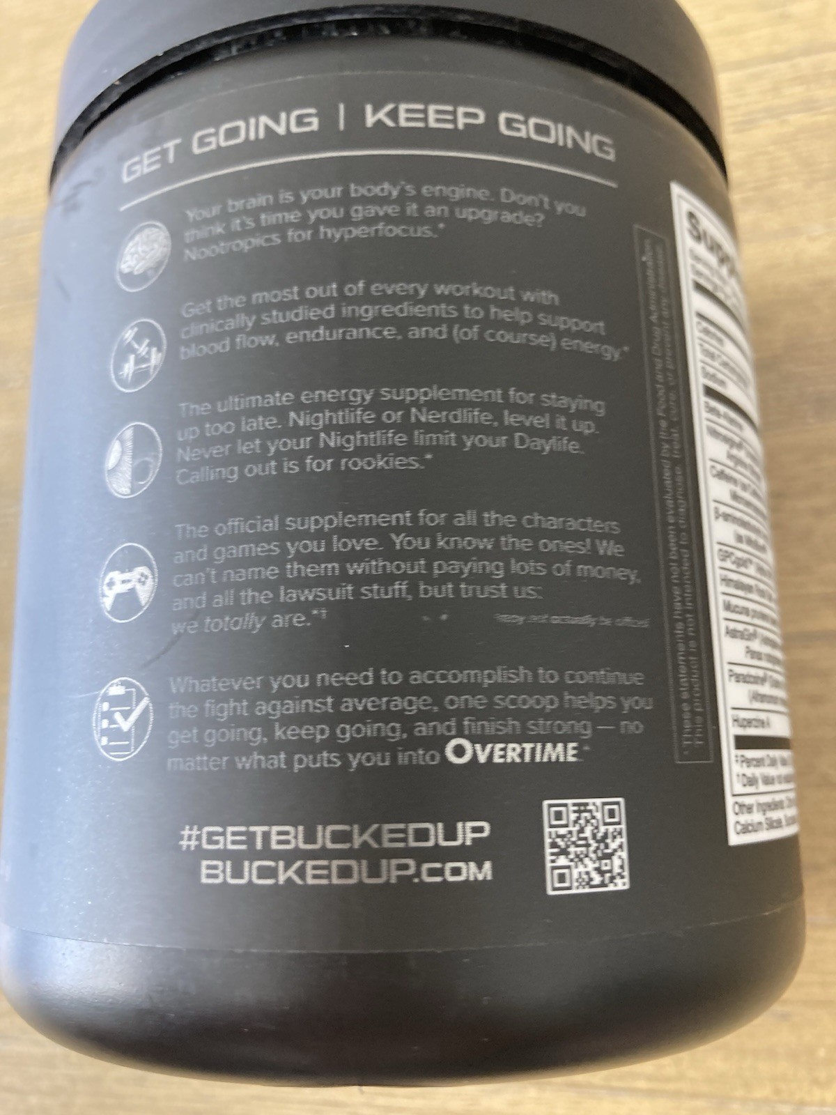 BUCKED UP OVERTIME LEMONADE PRE-WORKOUT GAMING NOOTROPIC 30 SERVINGS NEW