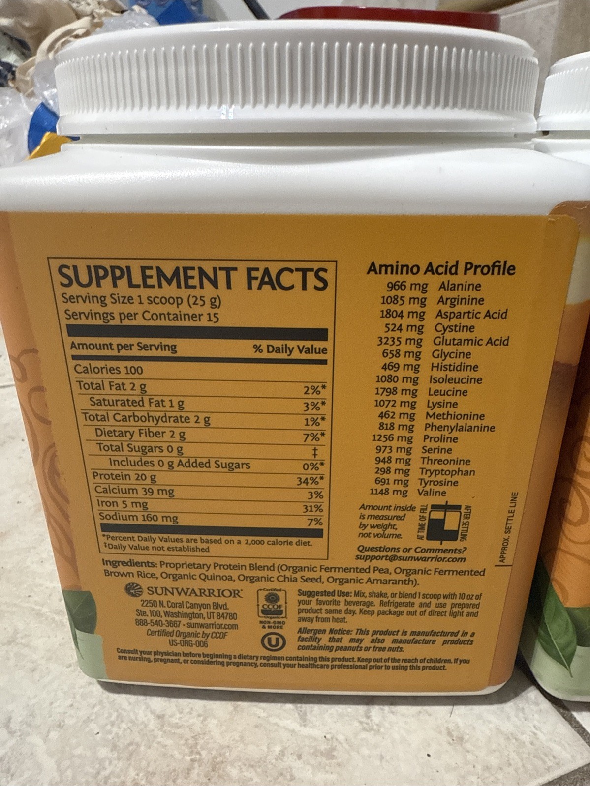 SUNWARRIOR Organic Classic Plus Natural, 13.2 oz./2 count