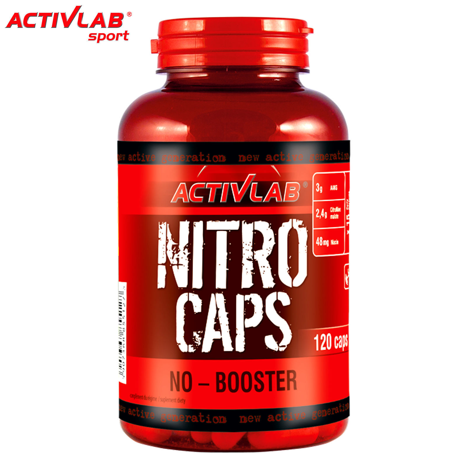 NITRO CAPS 120Caps Pre-Workout Booster Nitric Oxide L-Arginine Citrulline Malate