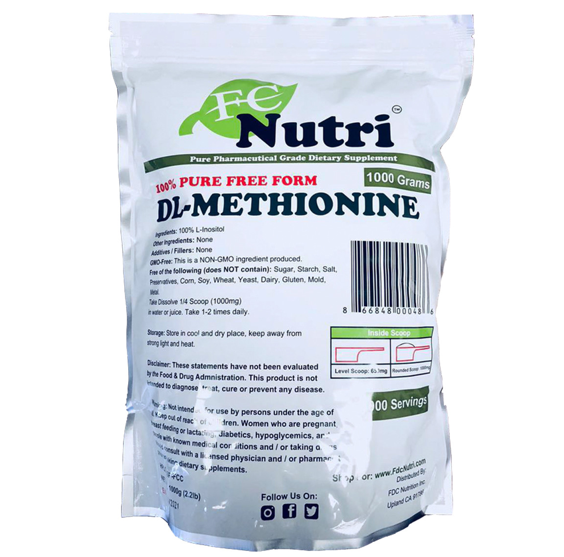 DL-Methionine Powder 100%pure 2.2lb (1000 grams)