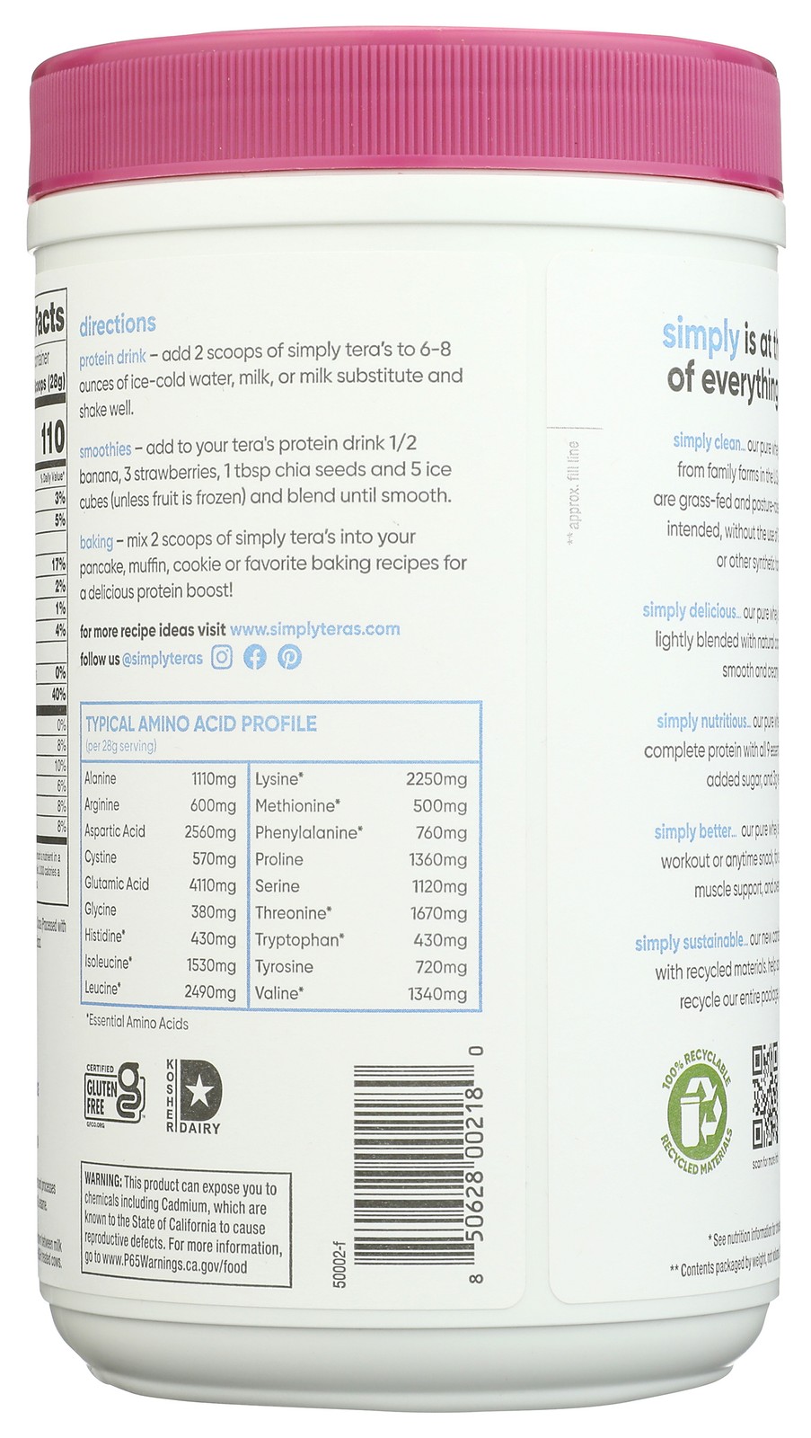 Simply Tera’S Dark Chocolate Whey Protein 12 Ounce Powder Oz 1 Pack