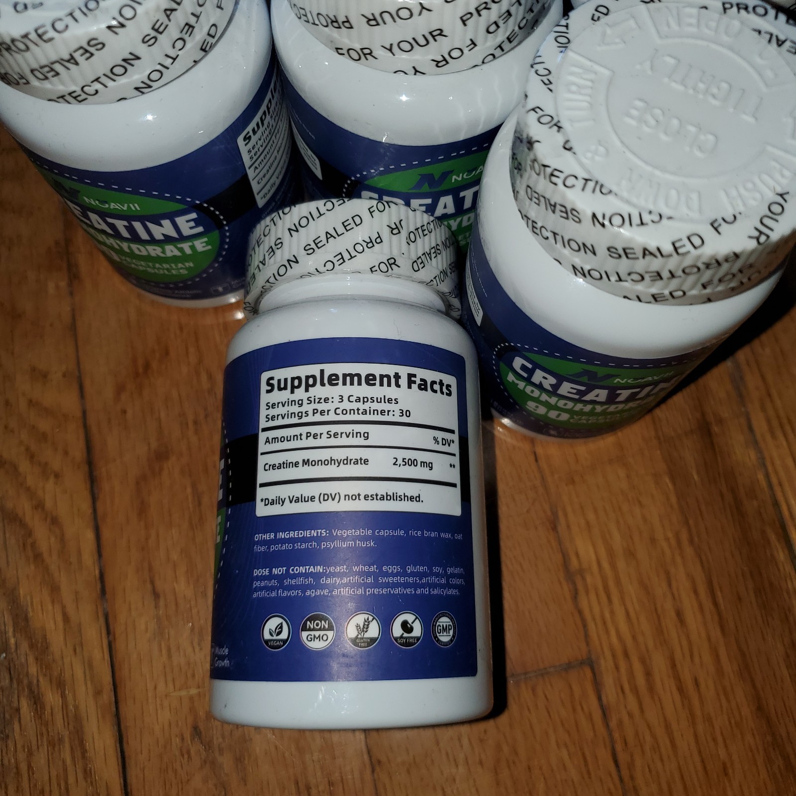 5x NOAVII Creatine Monohydrate 90 Vegetarian Capsules 375g Brain & Muscle Health