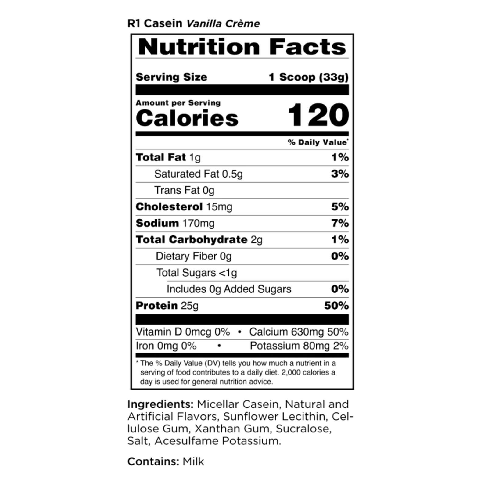 RULE 1 Casein 27 serv Vanilla Creme 100% Micellar Casein 1.96lb