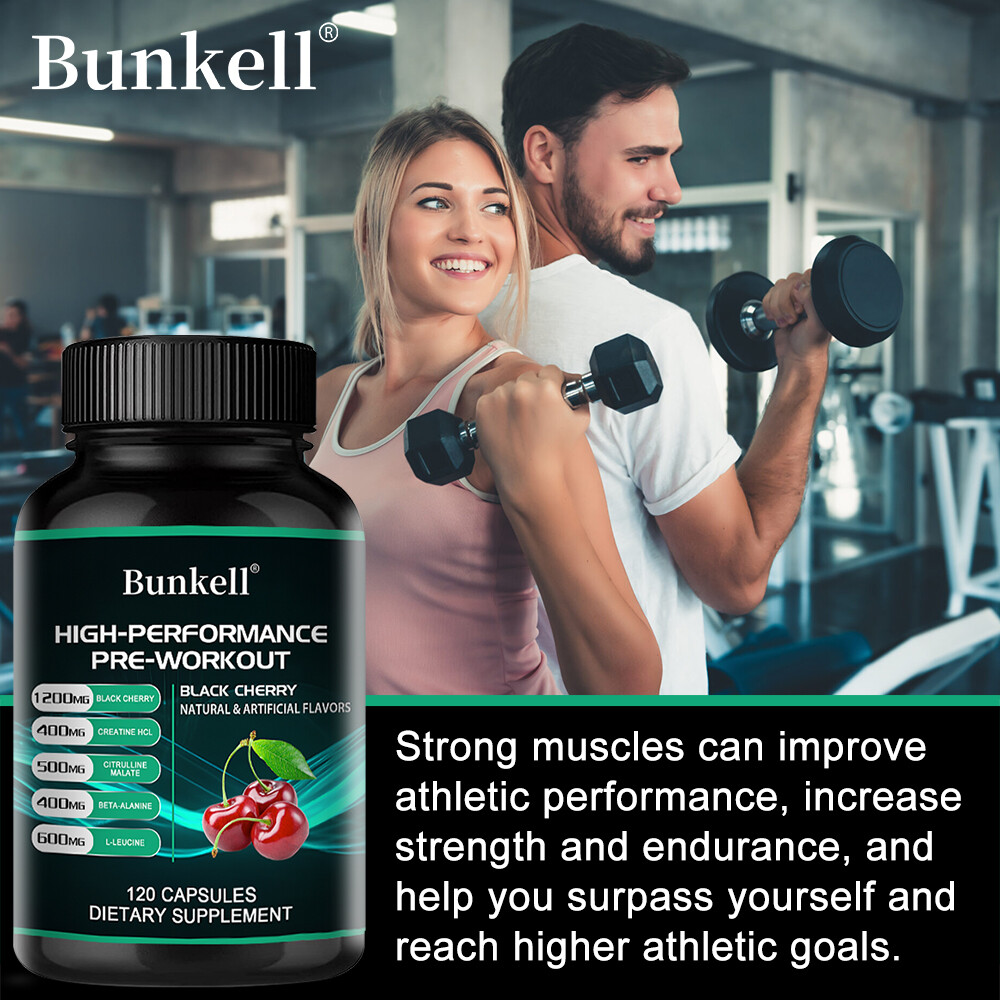 Creatine Monohydrate with Black cherry-Muscle Growth-Strength,30/60/120Capsules