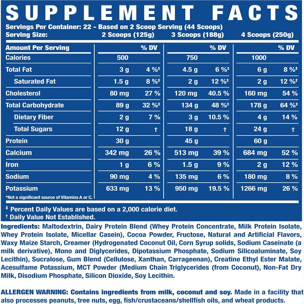 Ronnie Coleman Signature Series King Mass XL Protein Powder, Weight and Muscl…
