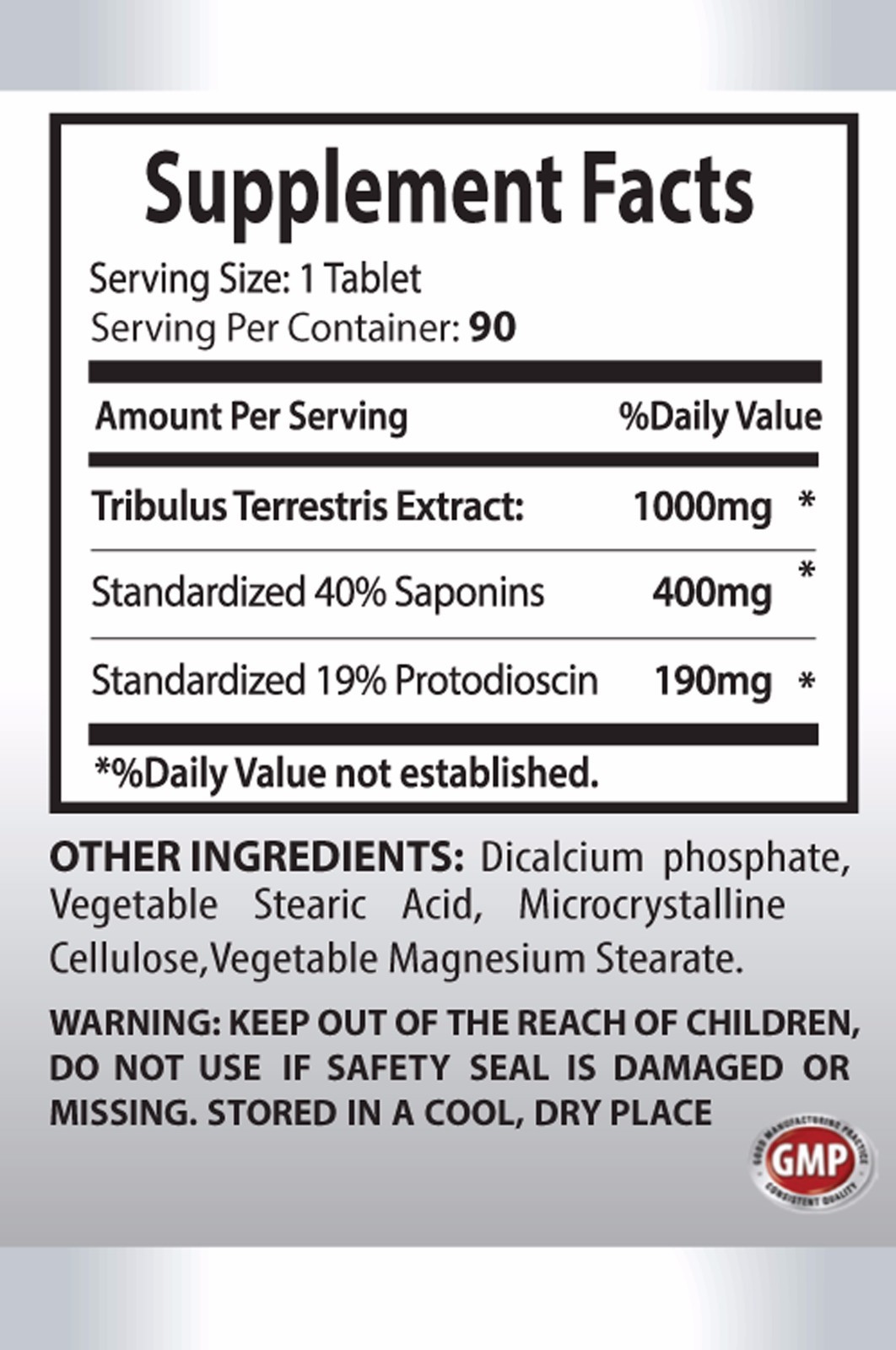 Muscle Mass TRIBULUS TERRESTRIS 1000mg Testosterone steroid 1 Bottle 90 Tablets