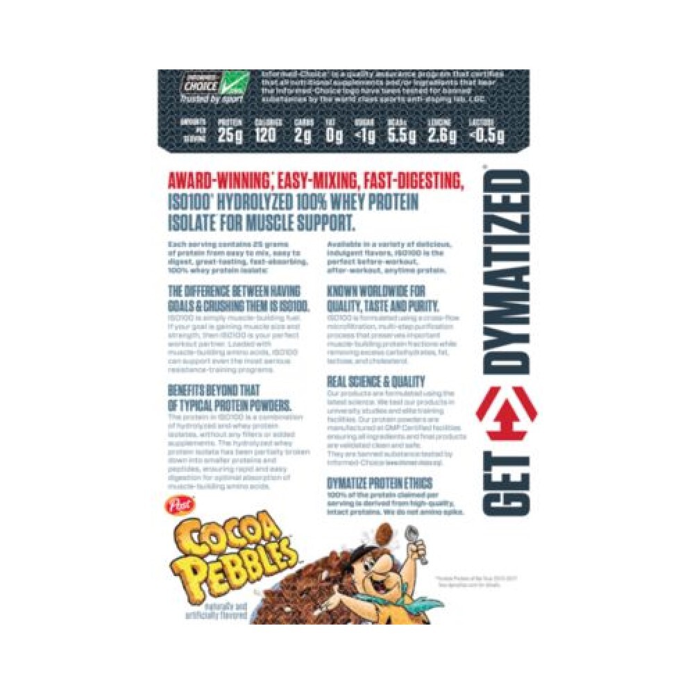 ISO100 Hydrolyzed 100% Whey Protein Isolate – Cocoa Pebbles (3 Lbs/ 43 Servings)