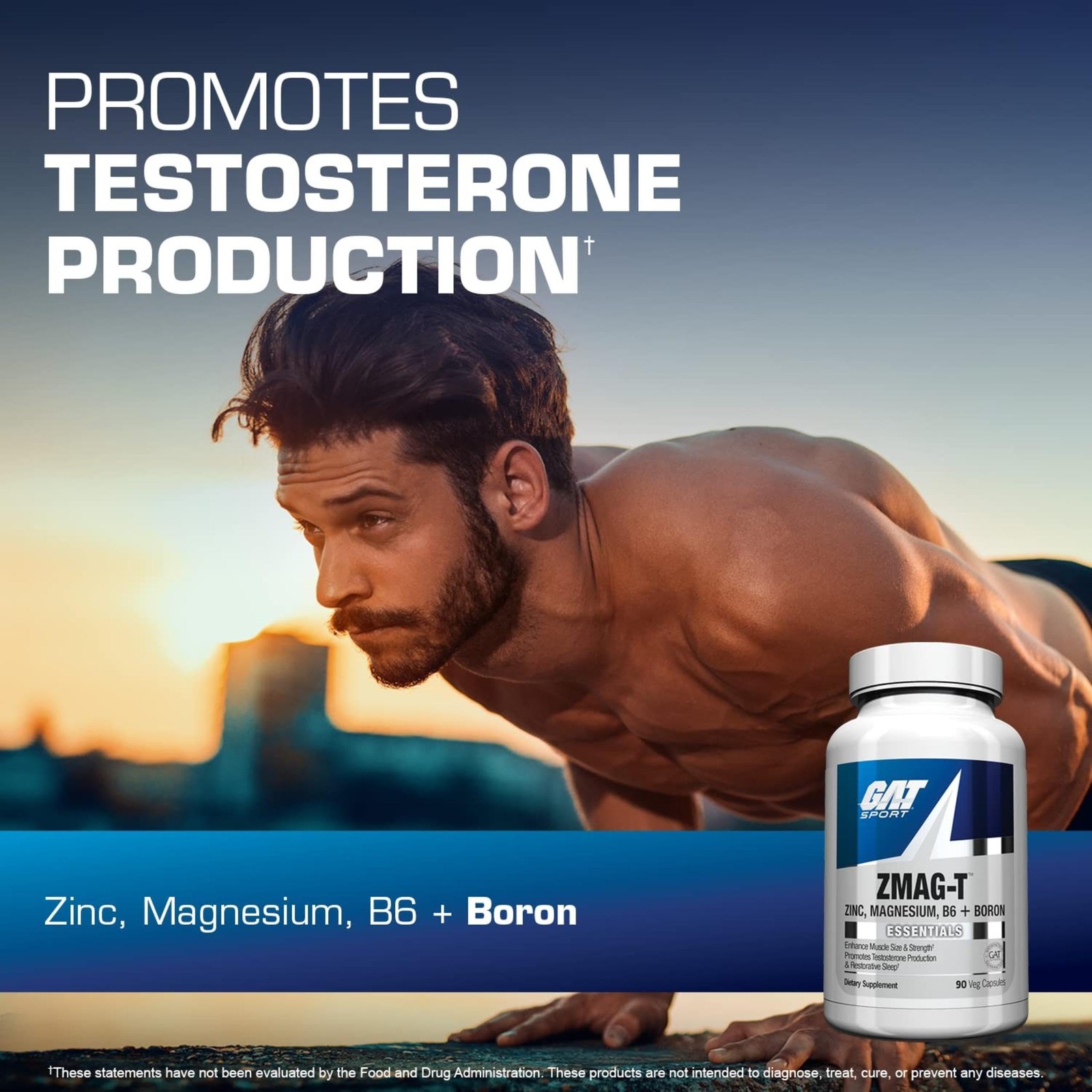 GAT Sport Essentials ZMAG-T Zinc, Magnesium, B6 + 90 Count (Pack of 1), Red