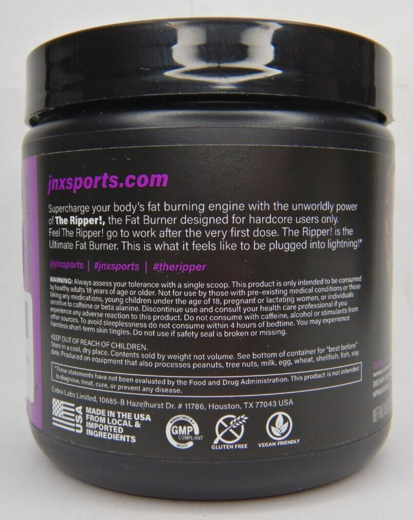 *OPENED LID* JNX Sports The Ripper Fat Burner Dark Grape 5.3oz – 150g EXP06/2024